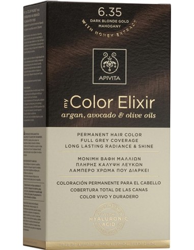 APIVITA MY COLOR ELIXIR 6.35  DARK BLONDE GOLD MAHOGANY 50ml + 75ml + 15ml