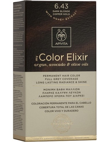 APIVITA MY COLOR ELIXIR 6.43 DARK BLONDE COPPER GOLD 50ml + 75ml + 15ml